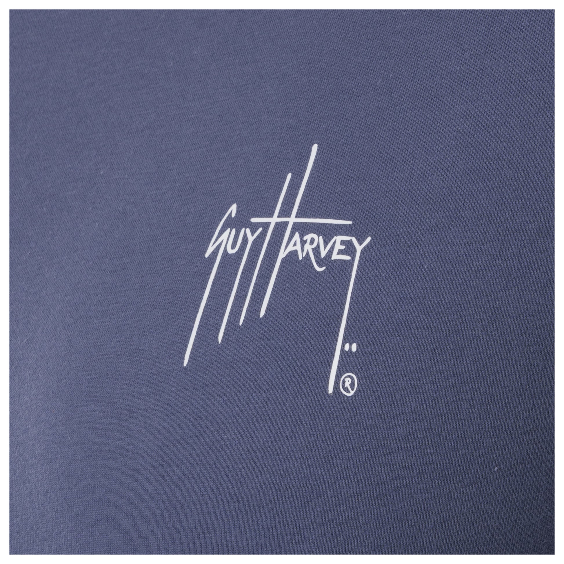 Guy Harvey logo on a blue background