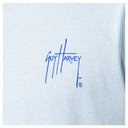 Blue Guy Harvey logo on a light blue background