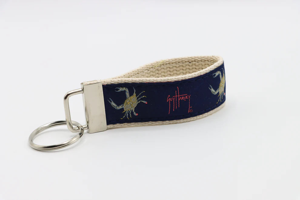 Crab on Navy Keychain