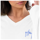 Women's Flag Floral Long Sleeve V Neck T-Shirt