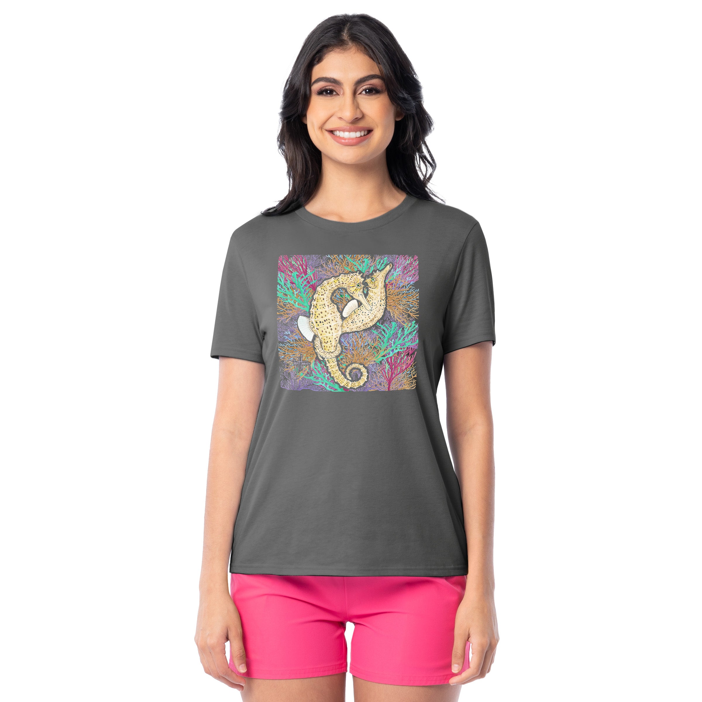 Women's Seahorse Pair Lightweight Crew Neck T-Shirt