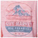 Pink shirt with Guy Harvey logo and volcano design