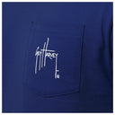 Navy blue shirt with Guy Harvey logo on a pocket