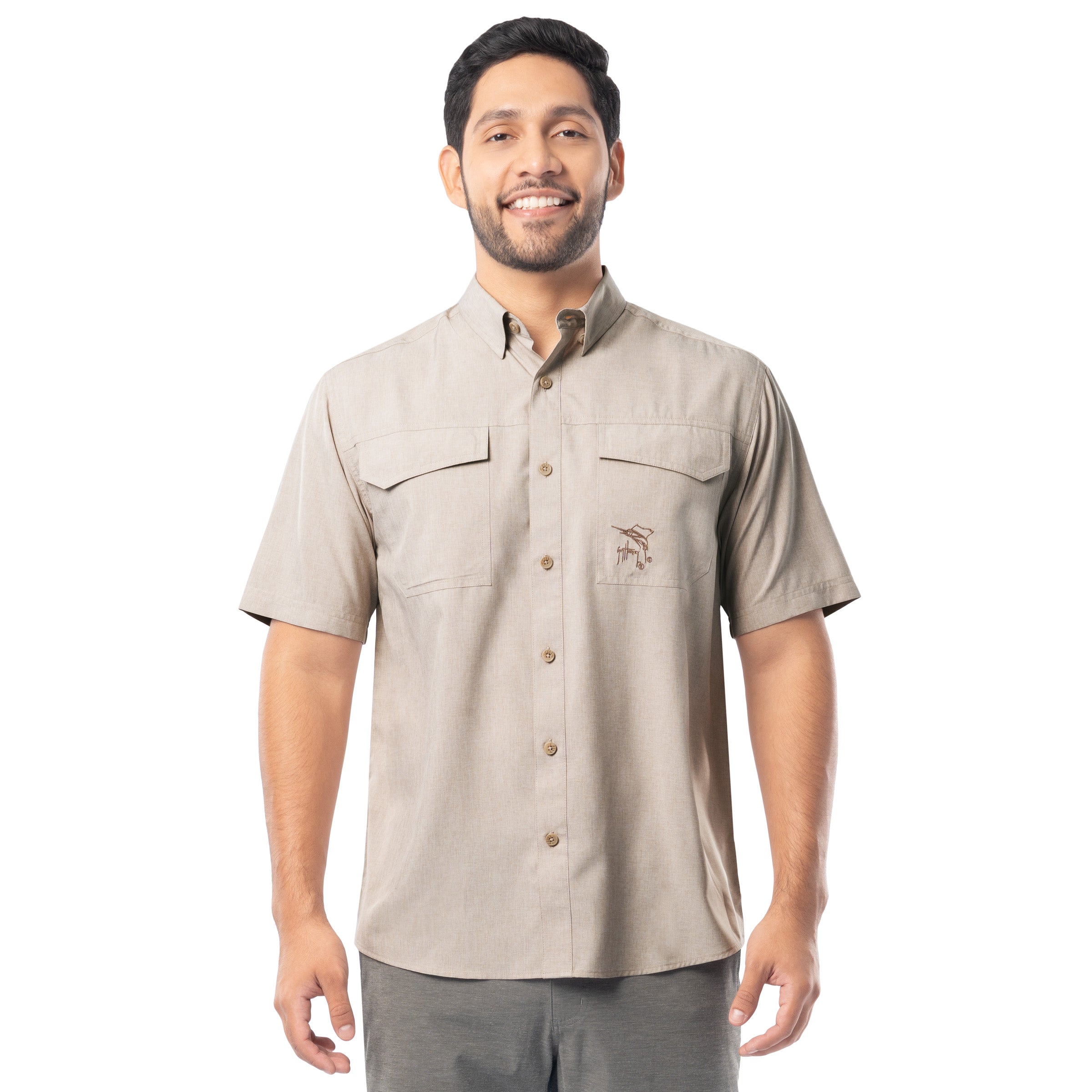 Men's Short Sleeve Heather Textured Performance Fishing Shirt