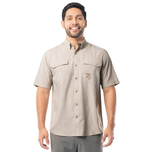 Men's Short Sleeve Heather Textured Performance Fishing Shirt