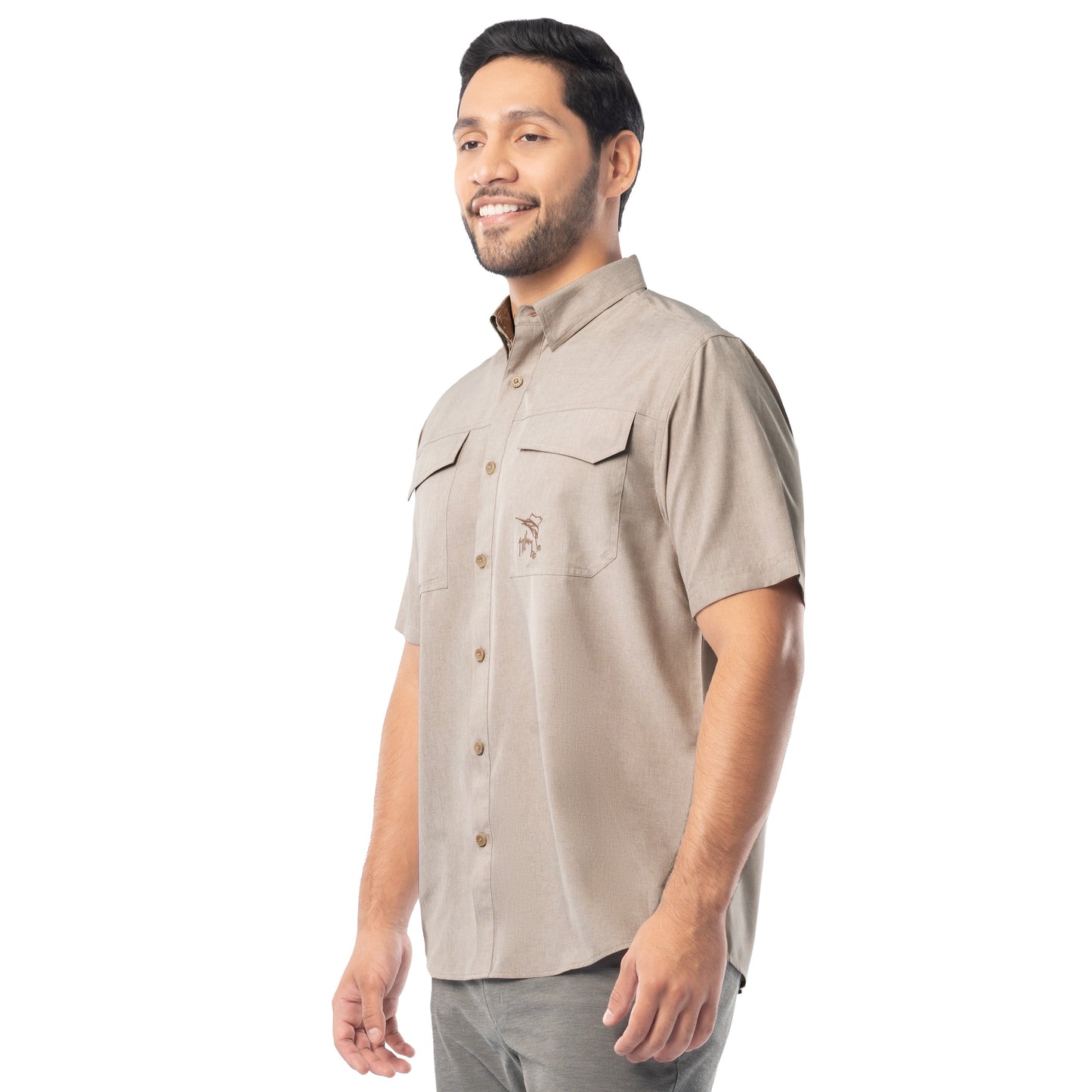 Men's Short Sleeve Heather Textured Performance Fishing Shirt