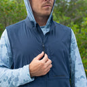 Close-up on the Angler Edge fishing vest zipper 