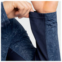 A close-up of the mesh sleeves on a Guy Harvey Mens Marlin Air Sun Protection Top in a topographical print in navy blue