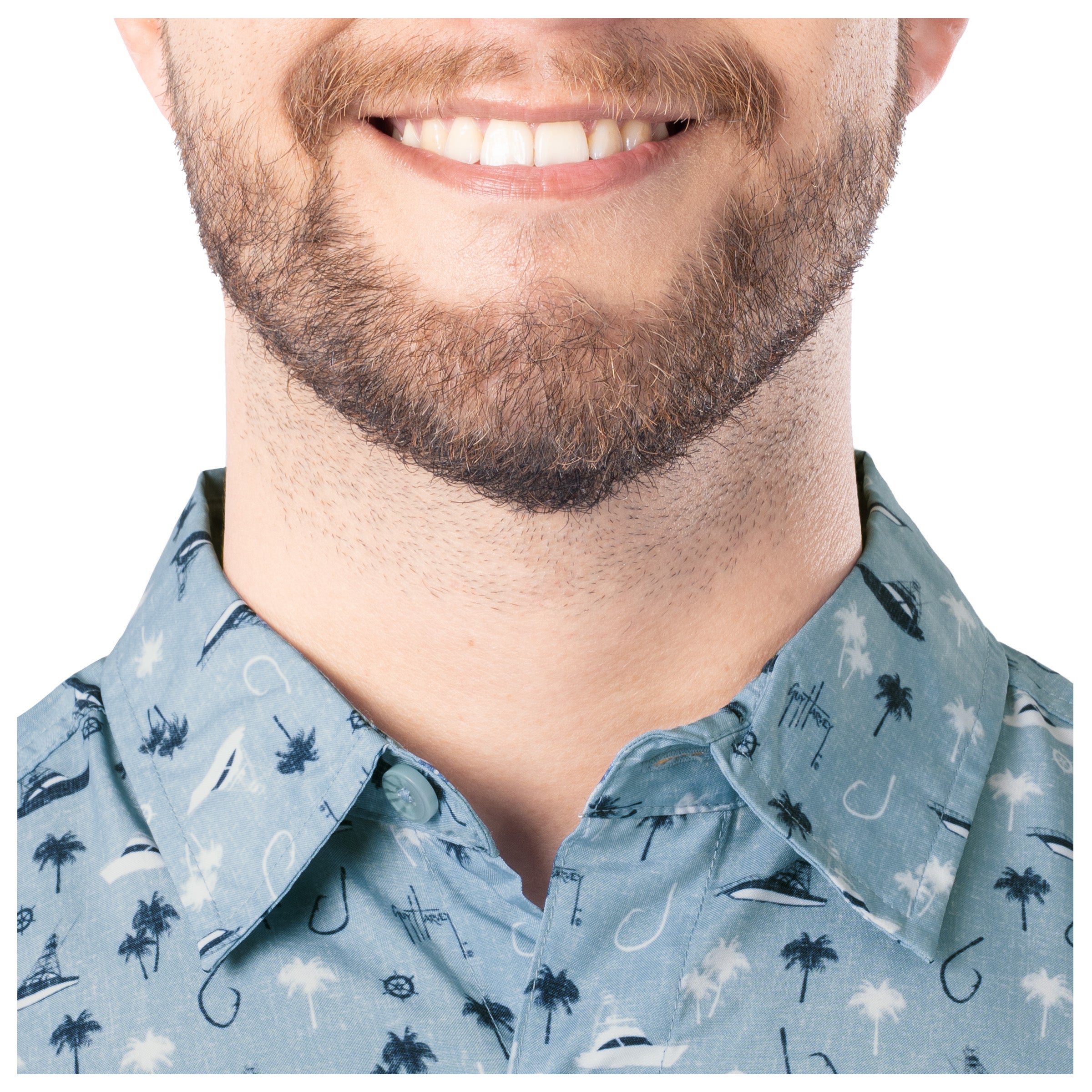 Men's Nautical Palms Printed Performance Fishing Shirt