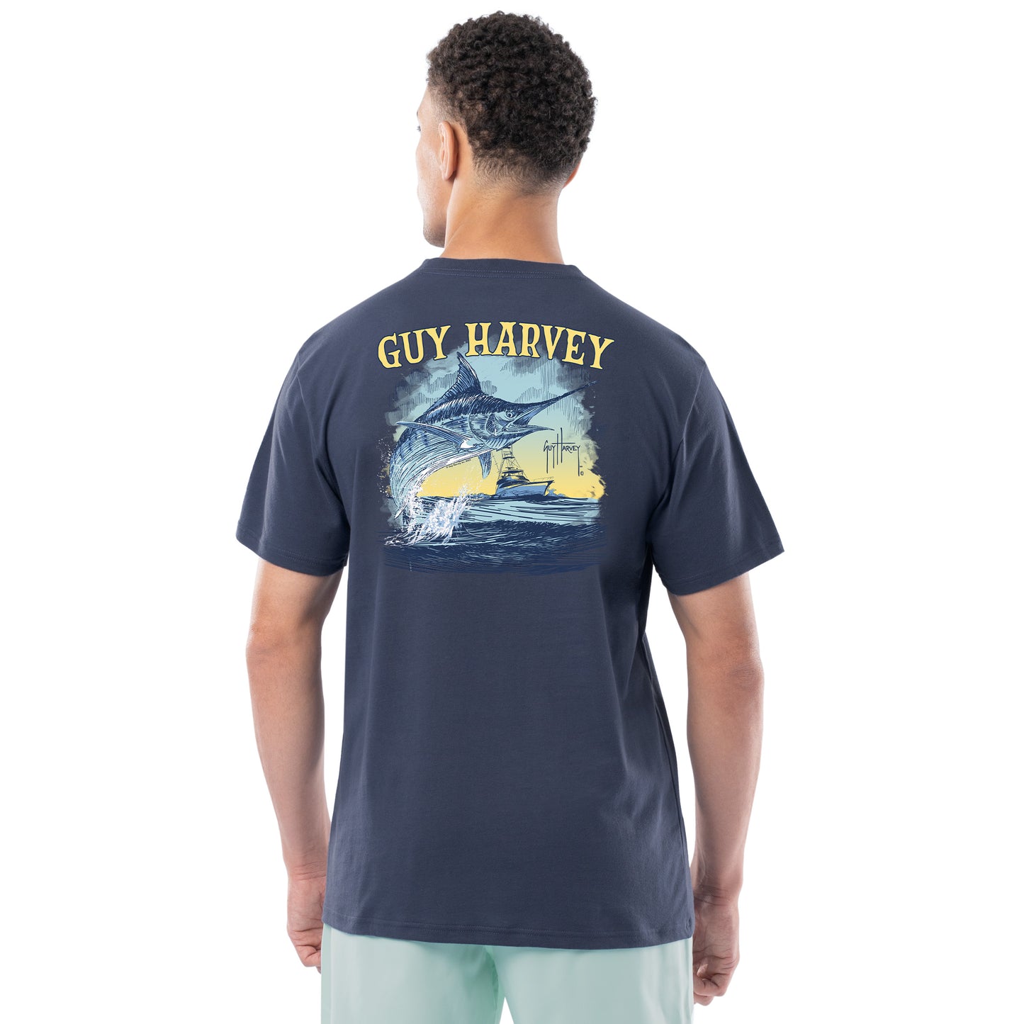 Men's Sketchy Blue Lightweight Pocket Tee