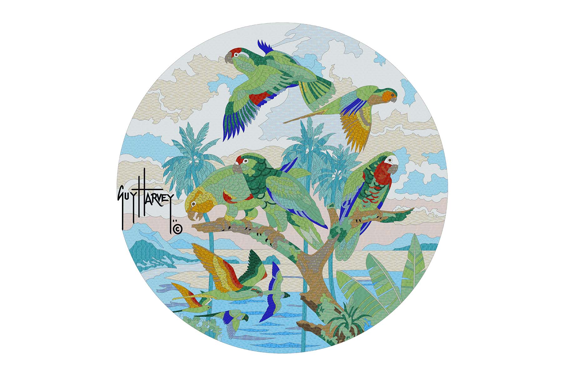 Parrots Medallion Mosaic - Small