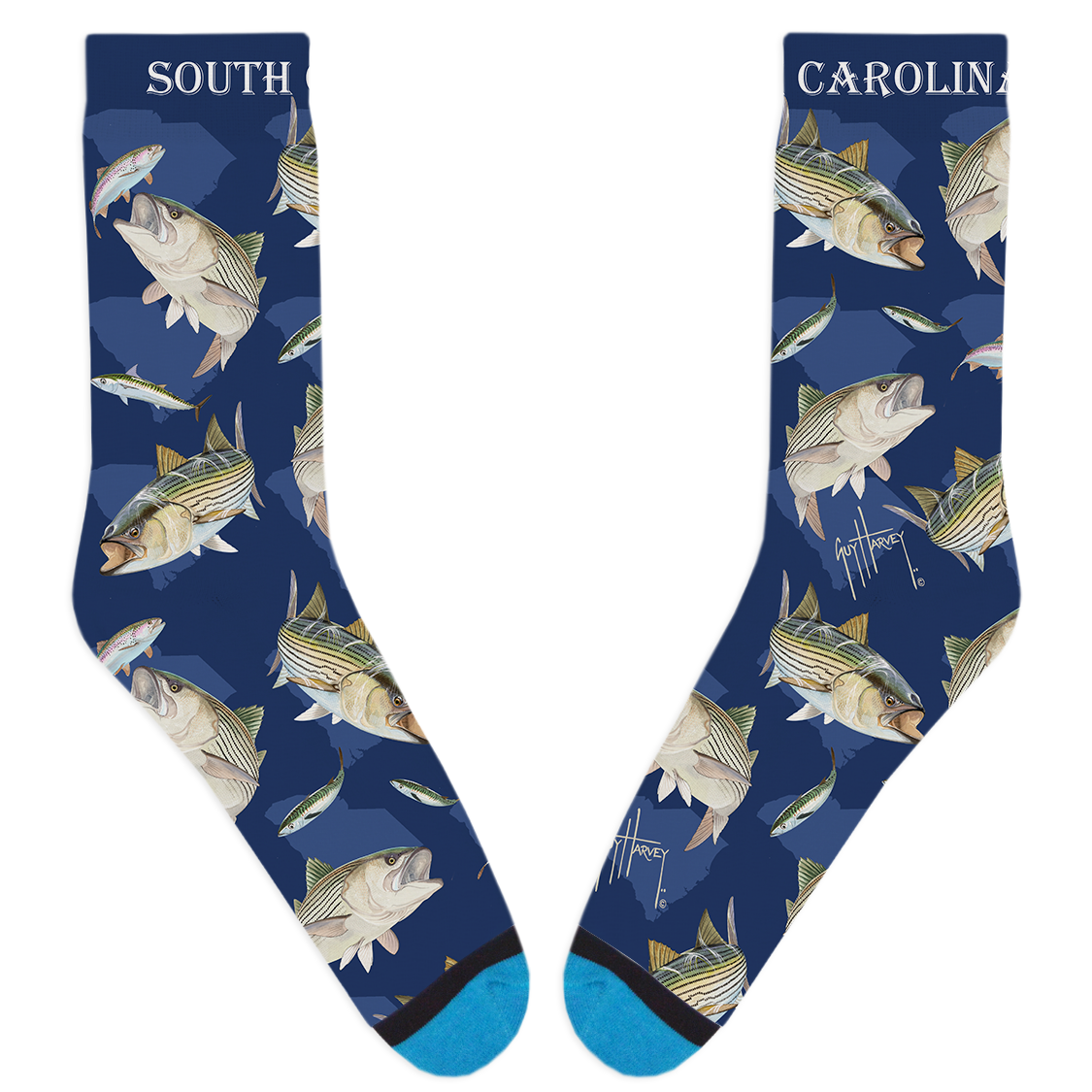 Guy Harvey South Carolina Striped Bass Socks View 1