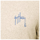 Beige fabric with blue Guy Harvey logo