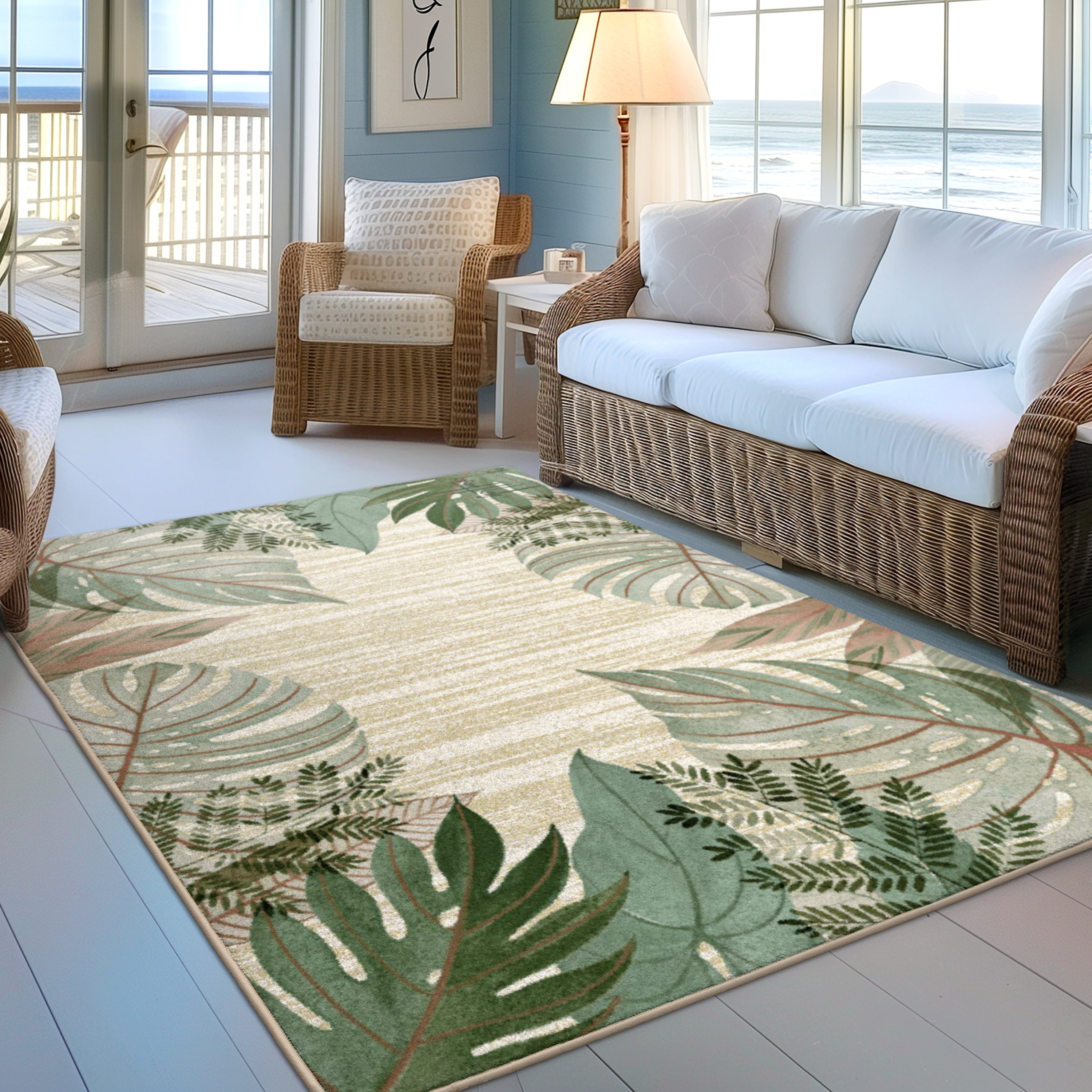 Tropical Leaves Area Rug