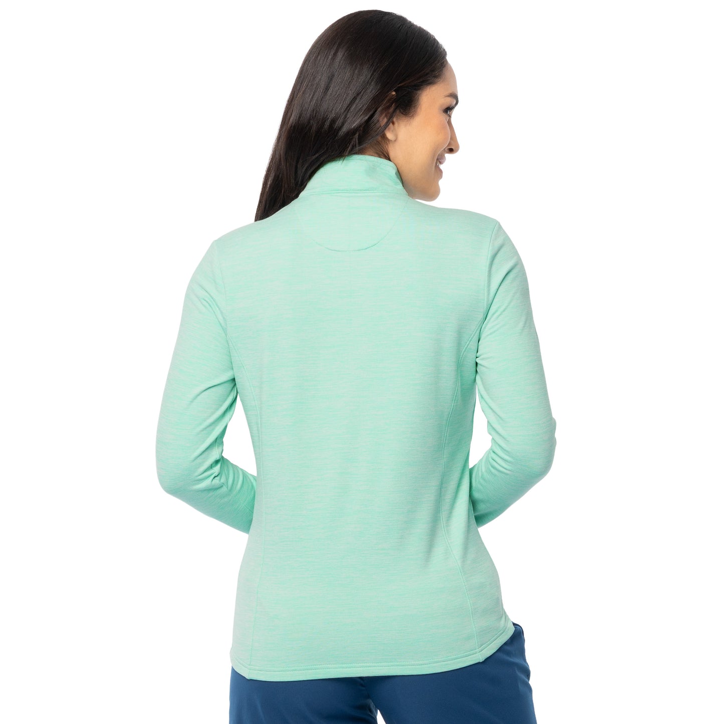Back view of Guy Harvey Women’s Green Fleece Quarter Zip Pullover