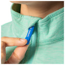 Detail of zipper pull with Guy Harvey branding
