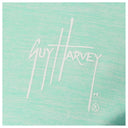 Guy Harvey chest logo close-up on green fleece