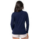 Back view of Guy Harvey Women’s Navy Fleece Quarter Zip Pullover