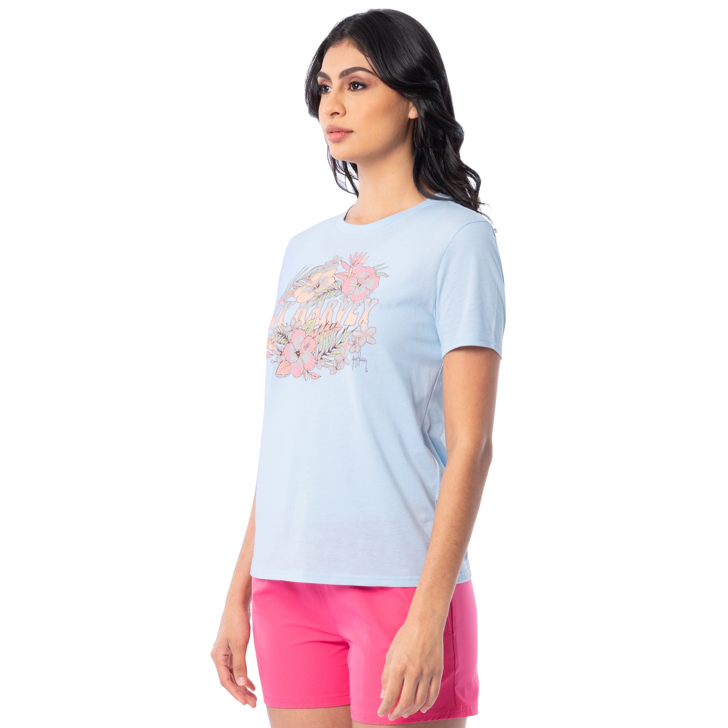 Women's Flower Art Lightweight Crew Neck T-Shirt