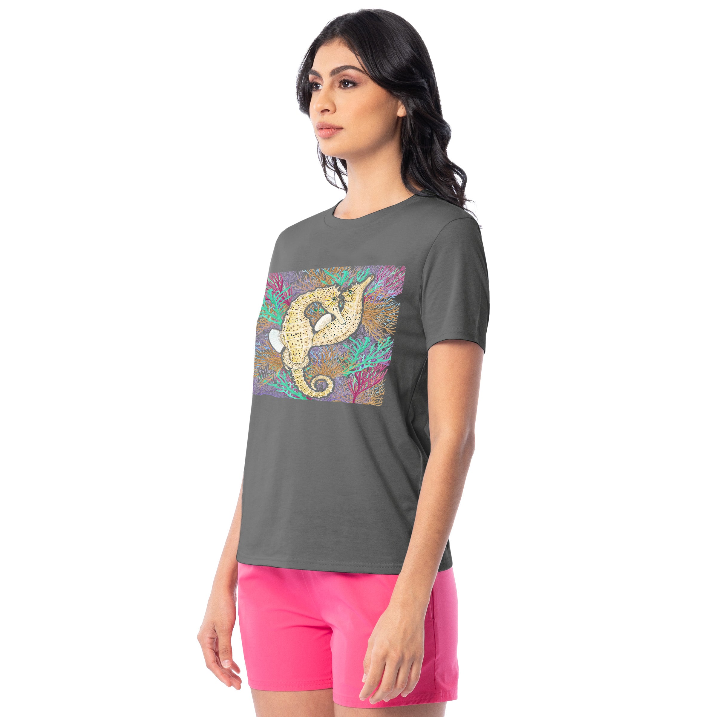 Women's Seahorse Pair Lightweight Crew Neck T-Shirt