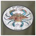 Detailed view of crab stamp artwork on back of Guy Harvey Men’s Long Sleeve T-Shirt