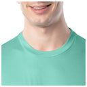 Close-up on the crew neck of the long sleeve sun top