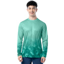 Front view of Guy Harvey Men’s Mahi Bros Fade Green Performance Sun Protection Long Sleeve Top