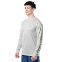 Side profile of Guy Harvey Men’s Titan Bass Performance Sun Protection Shirt showing athletic fit