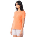 Side profile of Guy Harvey Women’s Circle Marlin Lightweight Short Sleeve V-Neck T-Shirt showing fit and cut