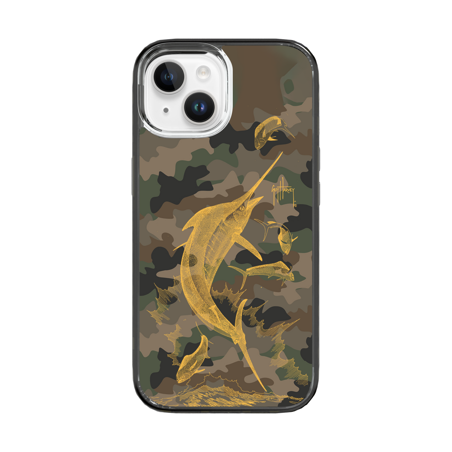 Guy Harvey | iPhone 15 Models Magnitude Camo Phone Case iPhone 15 Plus, Crystal Clear, 480x480