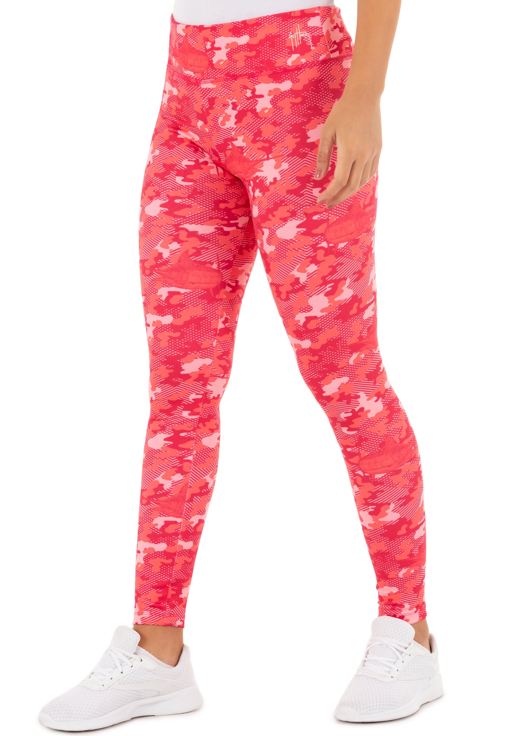 Ladies Coral Camo Yoga Pants View 6