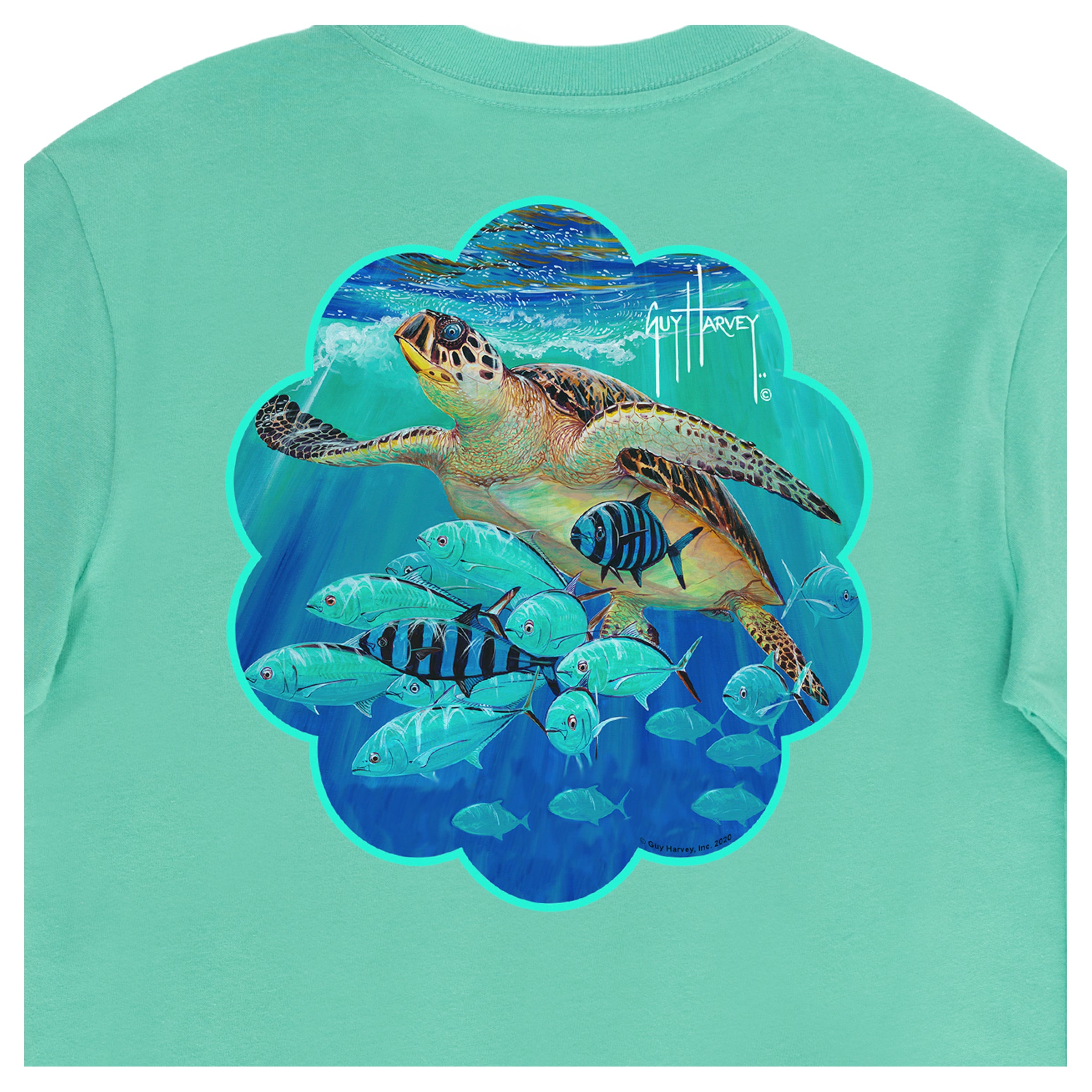 Girl's Hawksbill Short Sleeve Green T-Shirt View 3