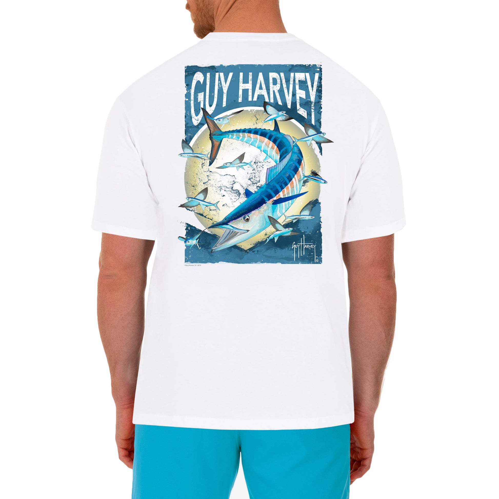 Guy Harvey Mens Offshore Fishing Pocket Short Sleeve T-Shirt Large Green