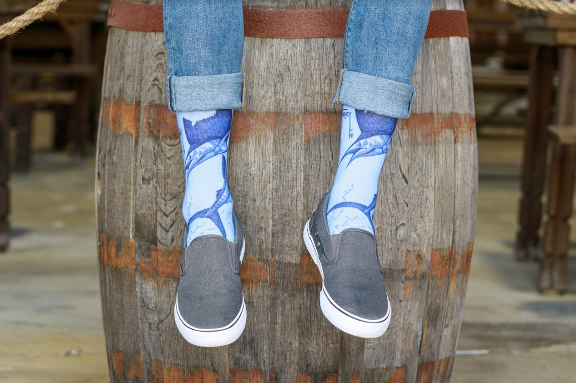 Blue Sailfish Socks View 2