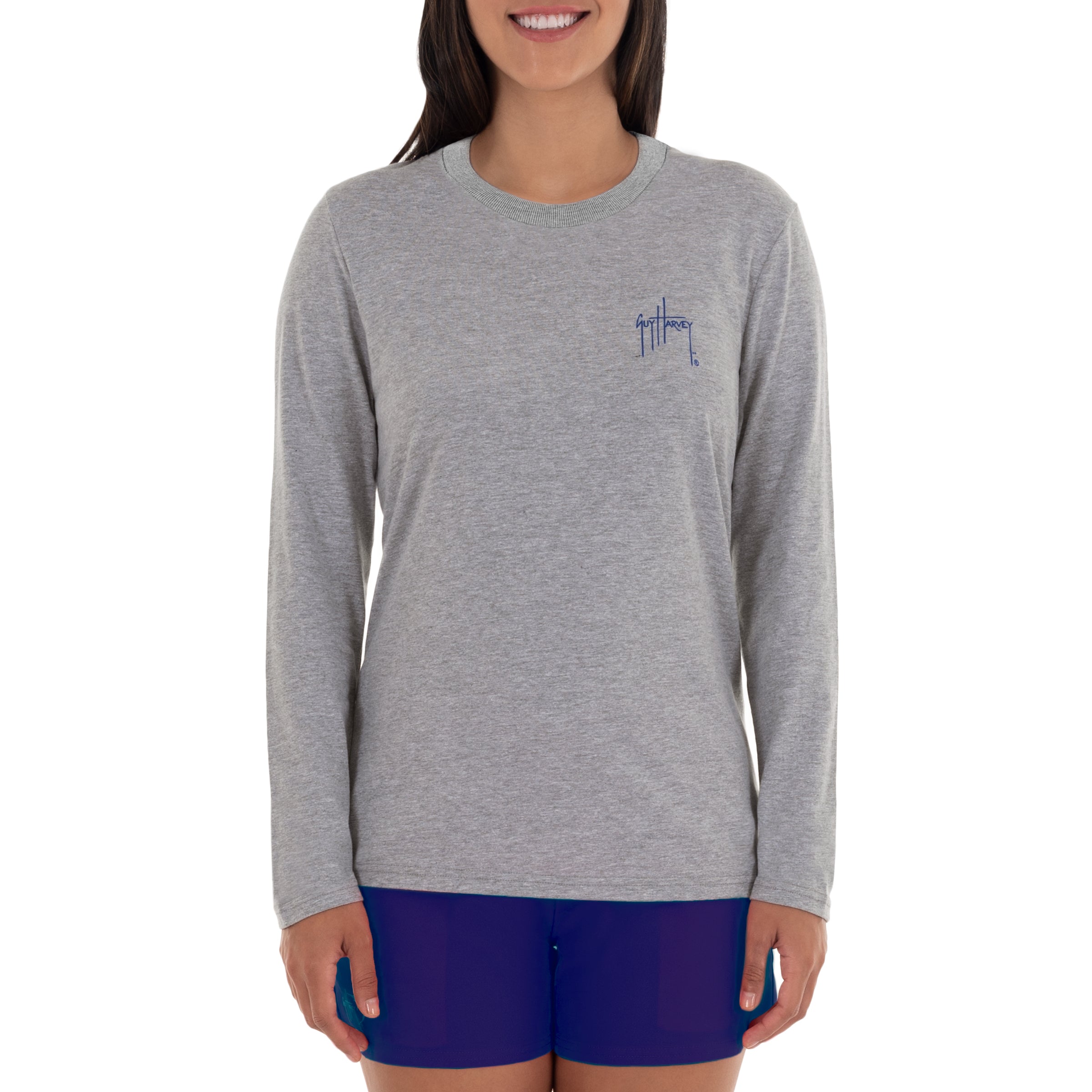 Ladies Hawksbill Long Sleeve Grey T-Shirt View 5