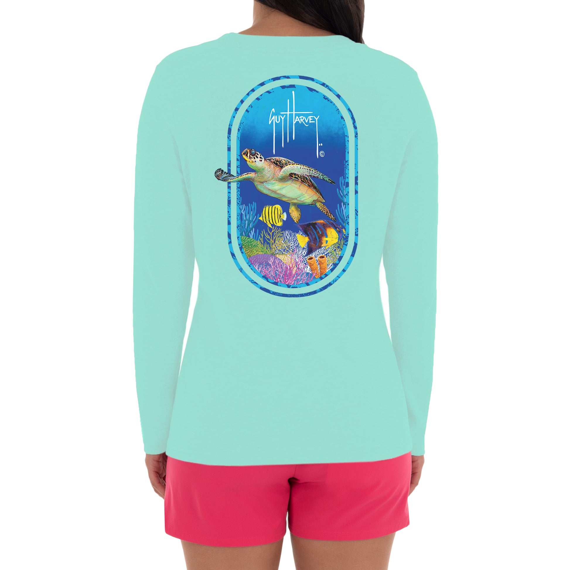 Ladies Reef And Friends Long Sleeve Green T-Shirt View 1