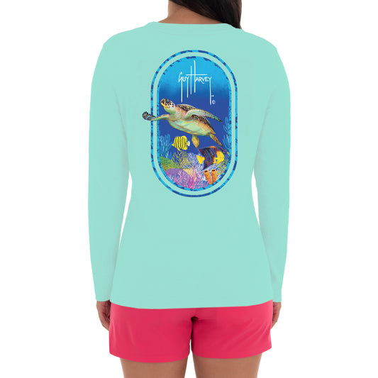 Ladies Reef And Friends Long Sleeve Green T-Shirt