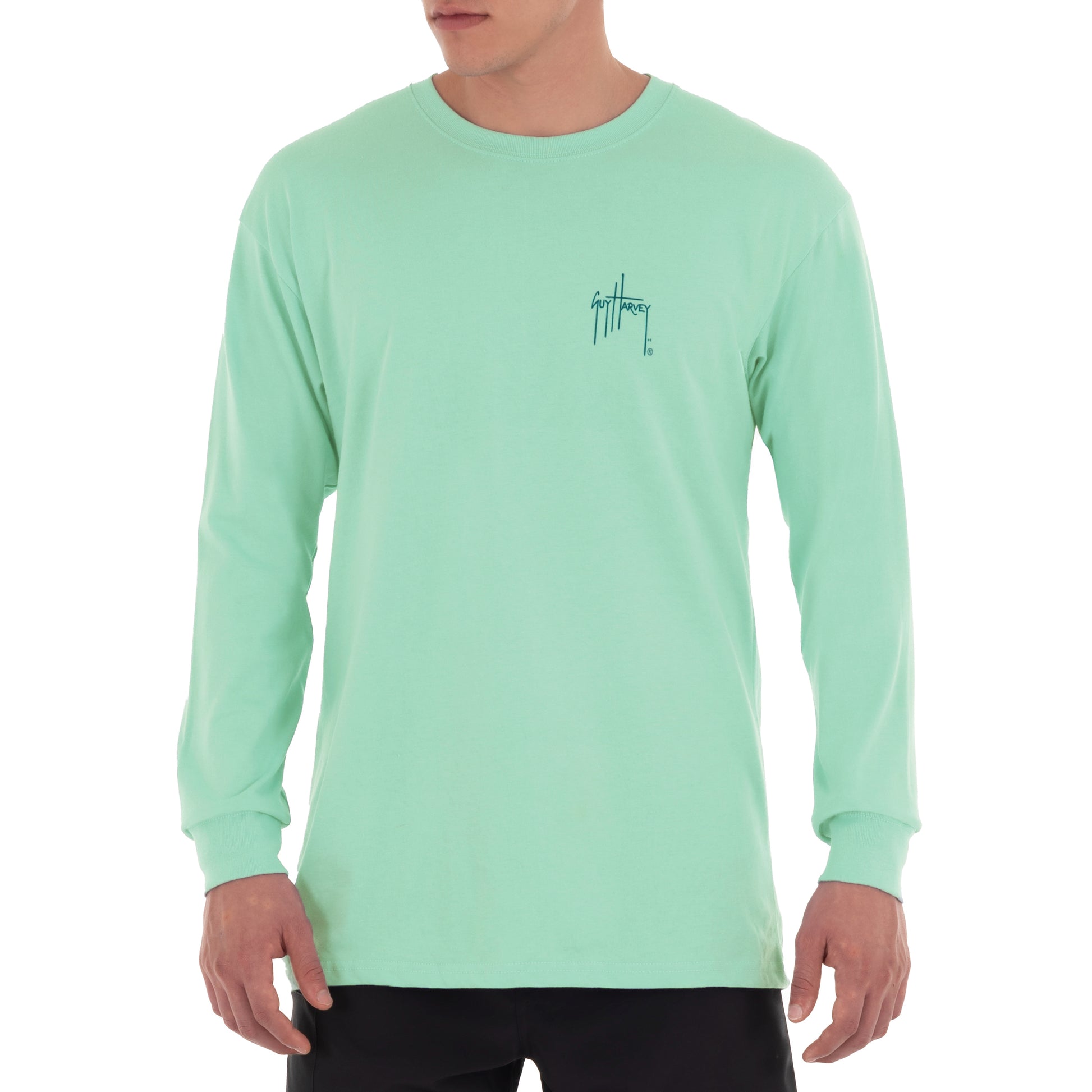 Men's Dorado Inside Flip Long Sleeve Green T-Shirt View 2