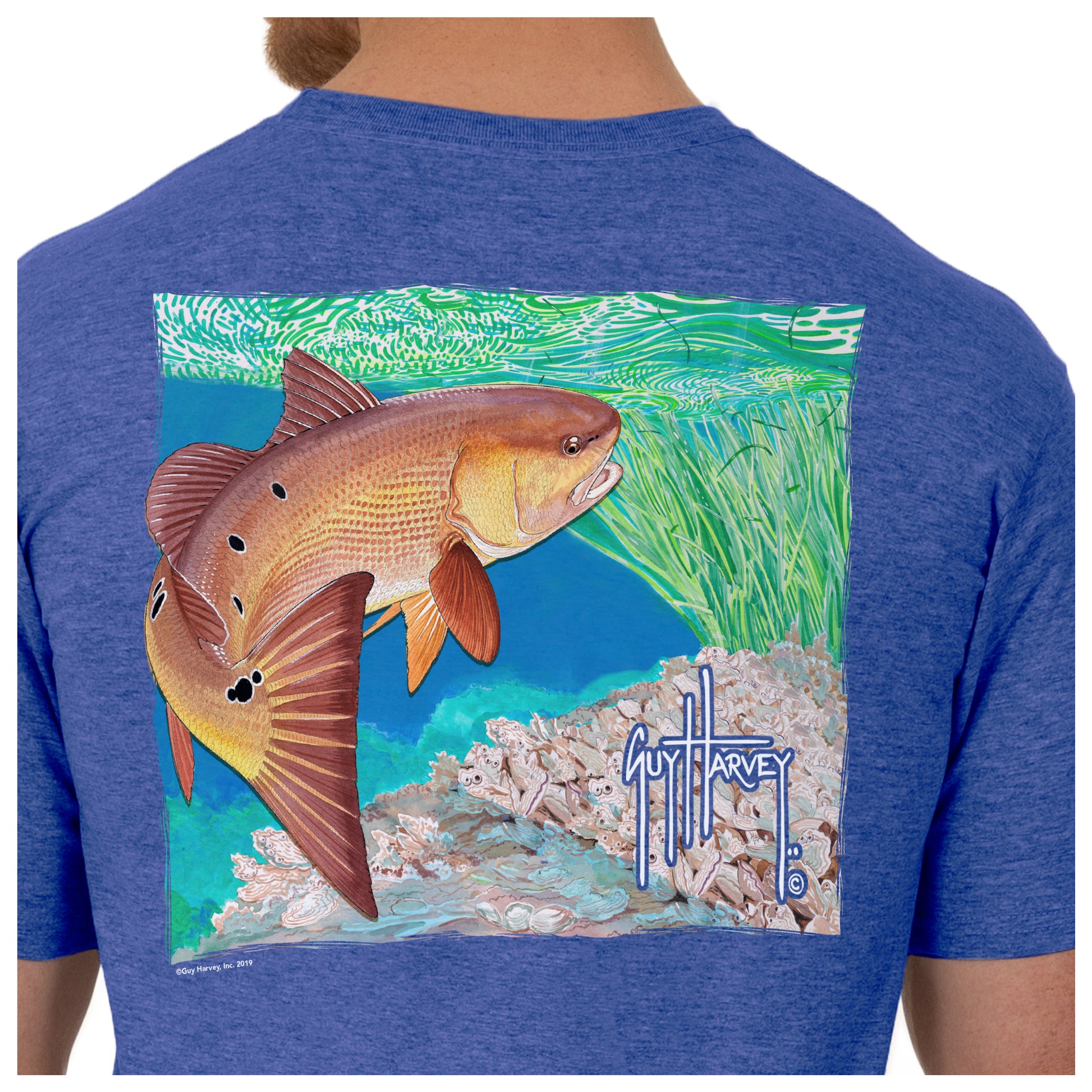 Men's Inshore Catch Redfish Short Sleeve Royal T-Shirt View 3