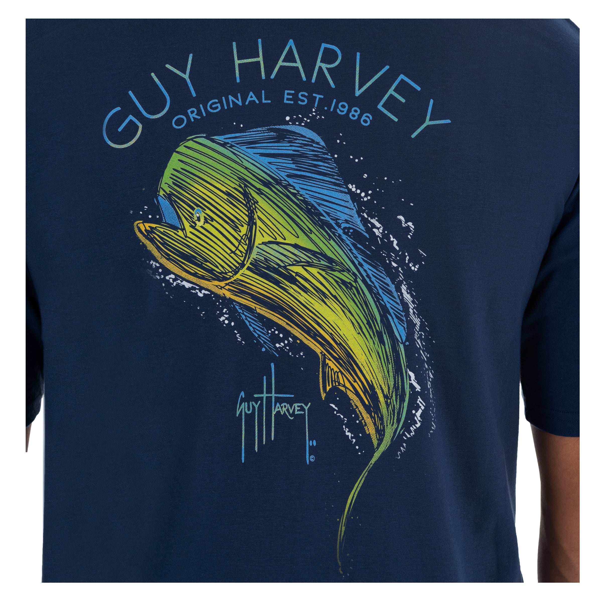 Men's Scribble Mahi Short Sleeve Navy T-Shirt View 3