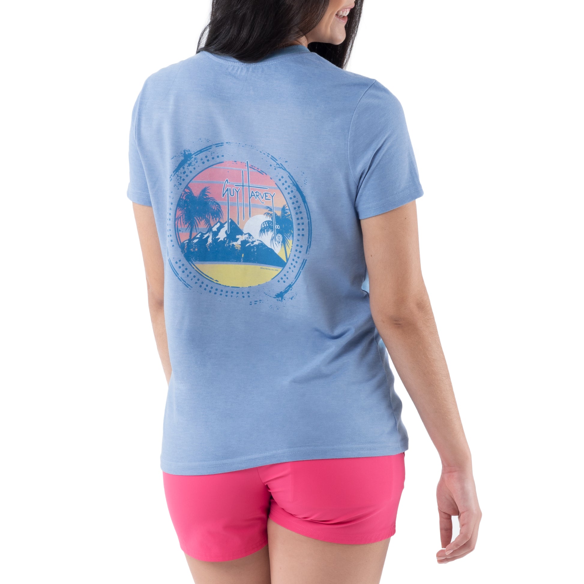 Ladies Tropical Paradise Short Sleeve Crew Neck T-Shirt View 3