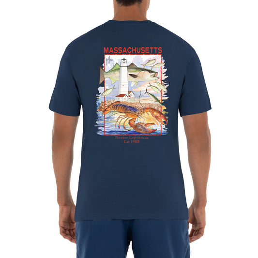 Men's 'Boston Lighthouse' Short Sleeve Crew Neck T-Shirt View 1