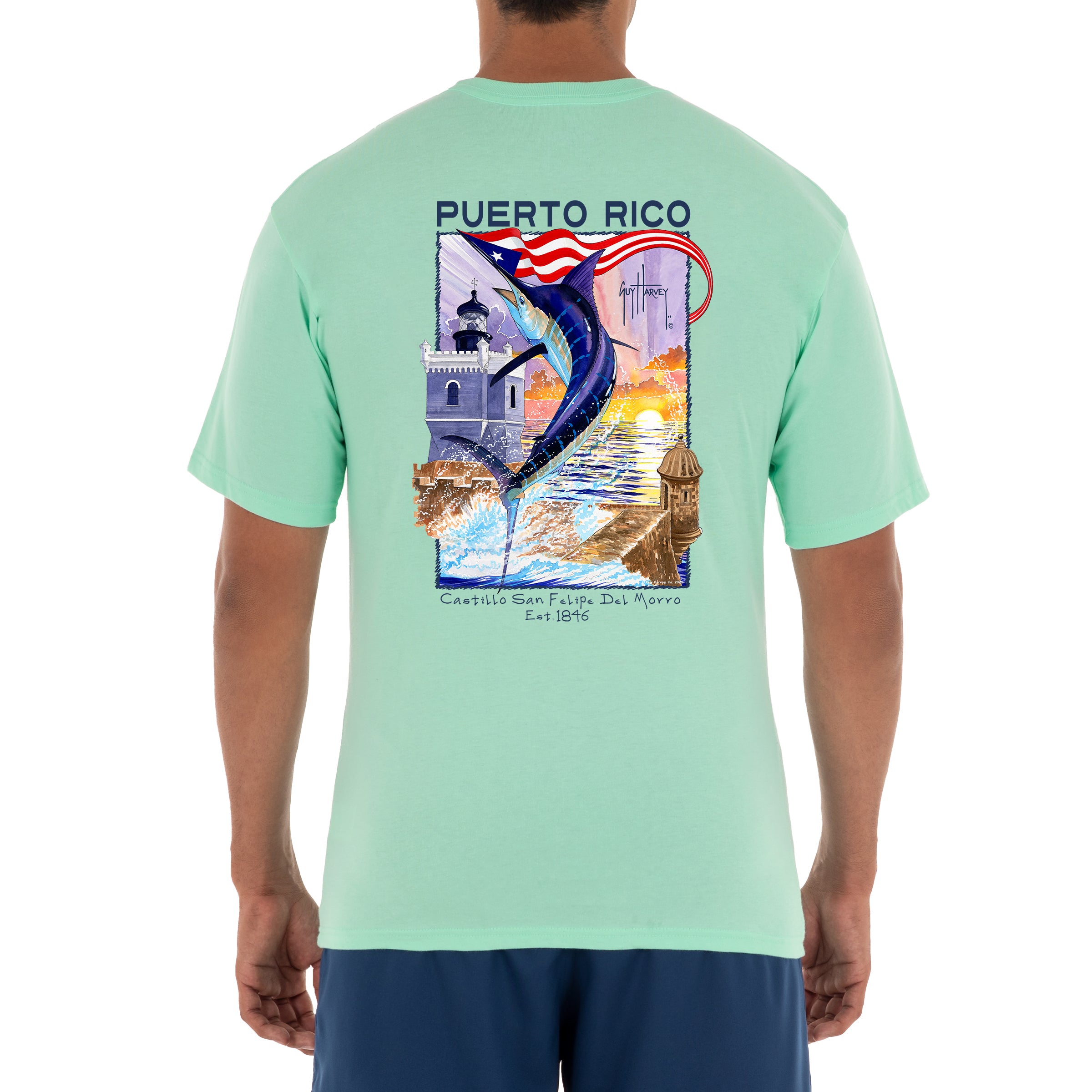 Men's 'Castillo San Felipe del Morro Lighthouse' Short Sleeve Crew Neck T-Shirt View 1