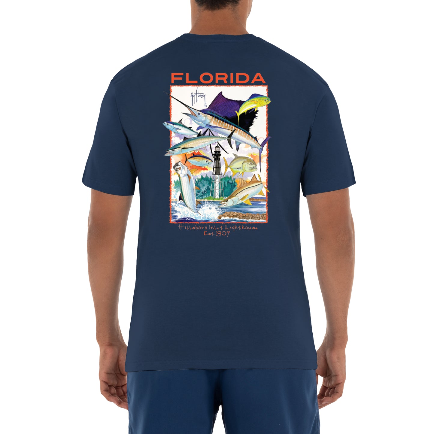 Men's 'Hillsboro Inlet Lighthouse' Short Sleeve Crew Neck Pocket T-Shirt View 1