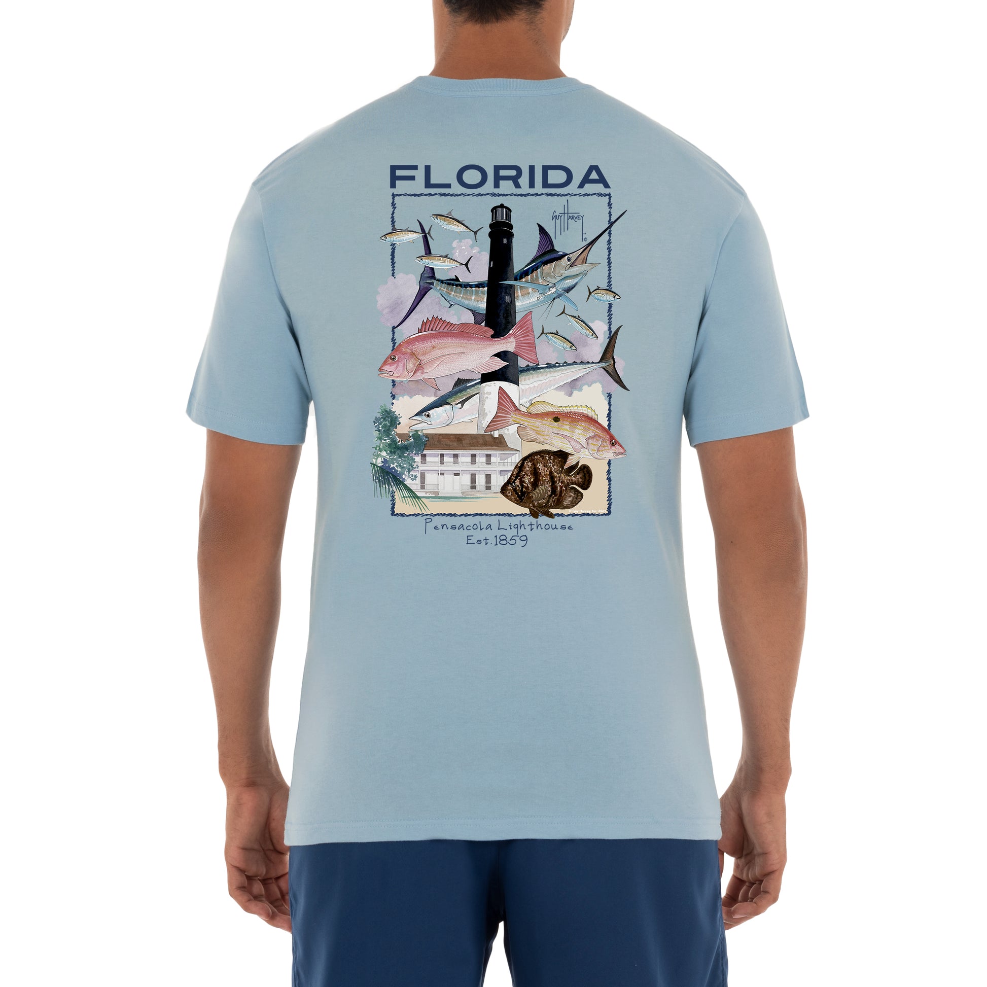 Men's 'Pensacola Lighthouse' Short Sleeve Crew Neck T-Shirt View 1