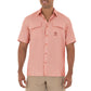 Men's Short Sleeve Texture Gingham Coral Performance Fishing Shirt View 1