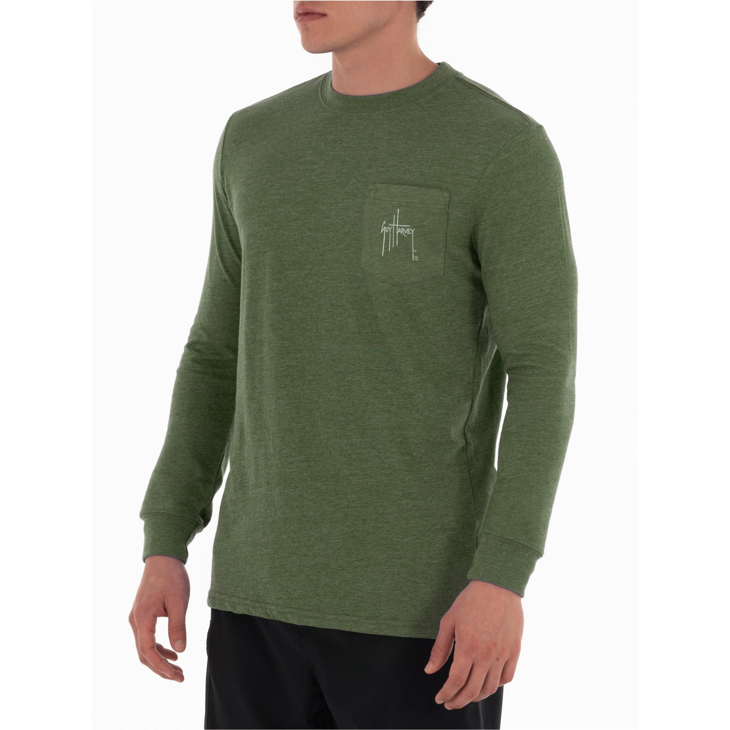 Men's Bill Of Rights II Long Sleeve Pocket Green T-Shirt View 2