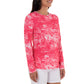 Ladies Saltwater All Over Long Sleeve Pink Sun Protection Top View 4
