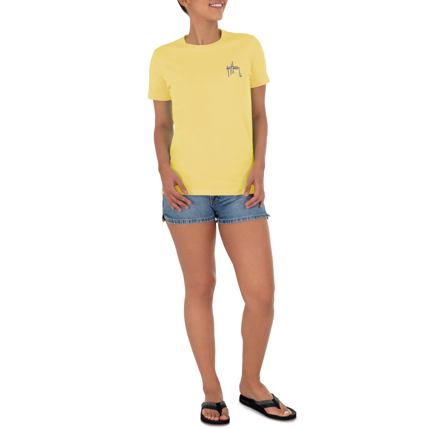 Ladies Tropic Short Sleeve Yellow T-Shirt View 4