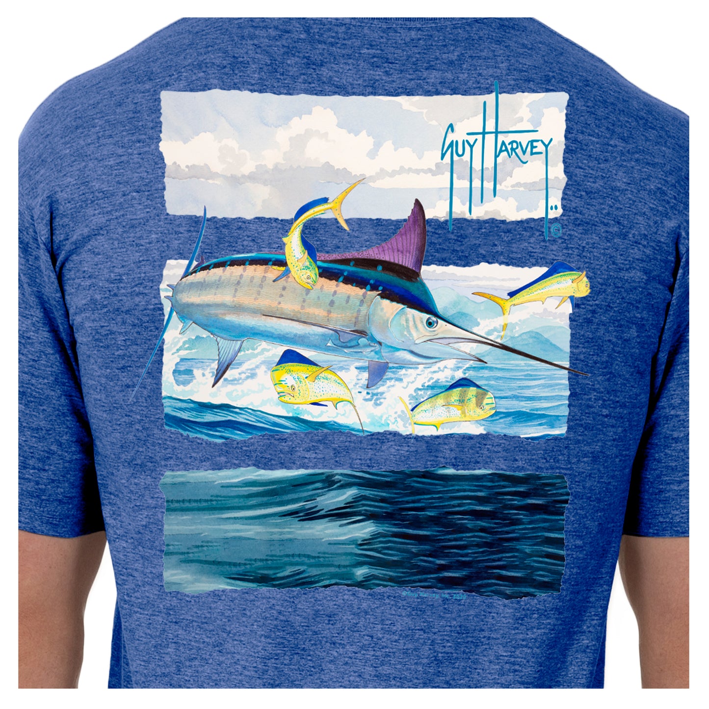 Men's Marlin Stripes Short Sleeve Pocket Royal T-Shirt View 3